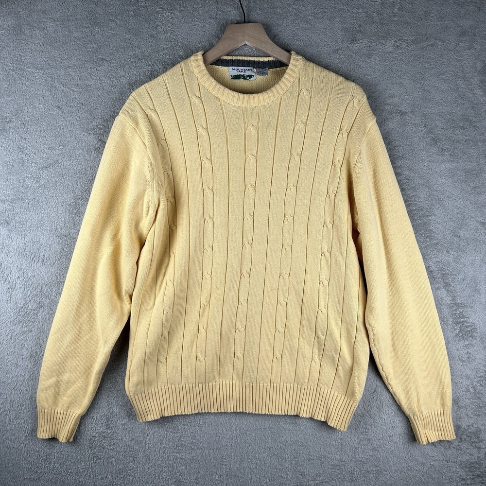 Mountain Lake Men's Sweater Size XL Ivory Crew Neck Knit Long Sleeve